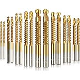 16 Pcs Titanium Coated HSS Twist Drill Bits,3-10mm M35 Cobalt Drill Bit Set | Serrated Side Cutting Drill Bit,Twist Drill Bits Woodworking Tools, Spiral Saw Drill Bit for Plastic Metal Wood Hole