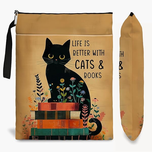 Cat Book Sleeve For Book Lovers, Coffee Book Lover Gifts For - View #4