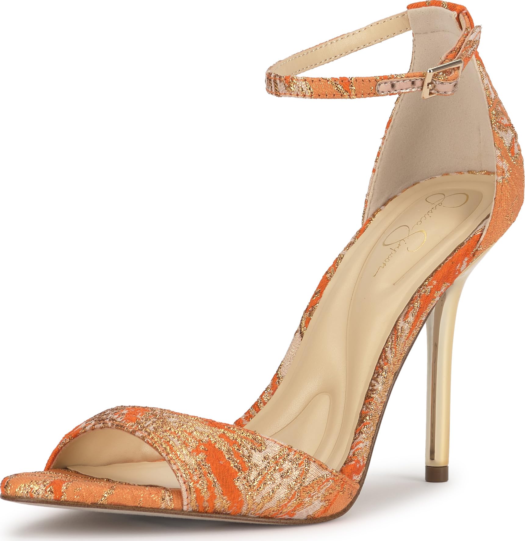 Photo 1 of Jessica Simpson Nelira Ankle Strap High Heel Sandal, Tangerine Combo, 5.5