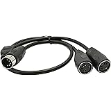 SinLoon DIN 5-Pin Splitter Y Adapter MIDI Cable, MIDI 5 Pin Male to Dual 2 x DIN-5 Female Extension Audio Cable (D5P M-2F,0.5