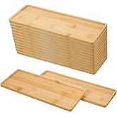15 Pcs Rectangle Wood Bamboo Tray Bamboo Serving Tray Wooden Serving Platter for Bathroom Counter Platter for Food Dinner Kitchen (Rounded Edges)
