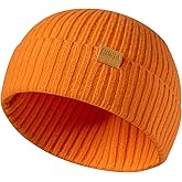 FUQILA 100% Merino Wool Fisherman Beanie Hat, Unisex Warm Winter Hats, Soft Breathable Knitted Short Cuffed Cap