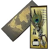 MINGYUESKY Vintage Peacock Feather Pen Set Gift Set, Dip Pen Gift Box for Writing, Calligraphy Pen Set for Office Supplies, Birthday, Wedding, Christmas Gift (Peacock Feathers)