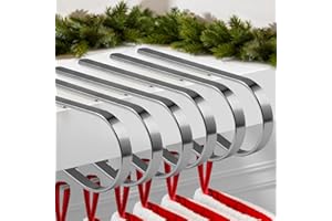 ANOEPUY 6 PCS Stocking Holders for Mantle,Multi-Use Stocking Holder,No Drilling Required & Adjustable Garland Hanger for Christmas