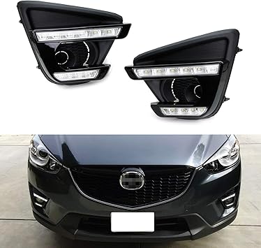 ijdmtoy lampara led de xenon blanca para circulacion diurna compatible con mazda cx 5 13 16 diseno directo de doble fila con luces led de alta