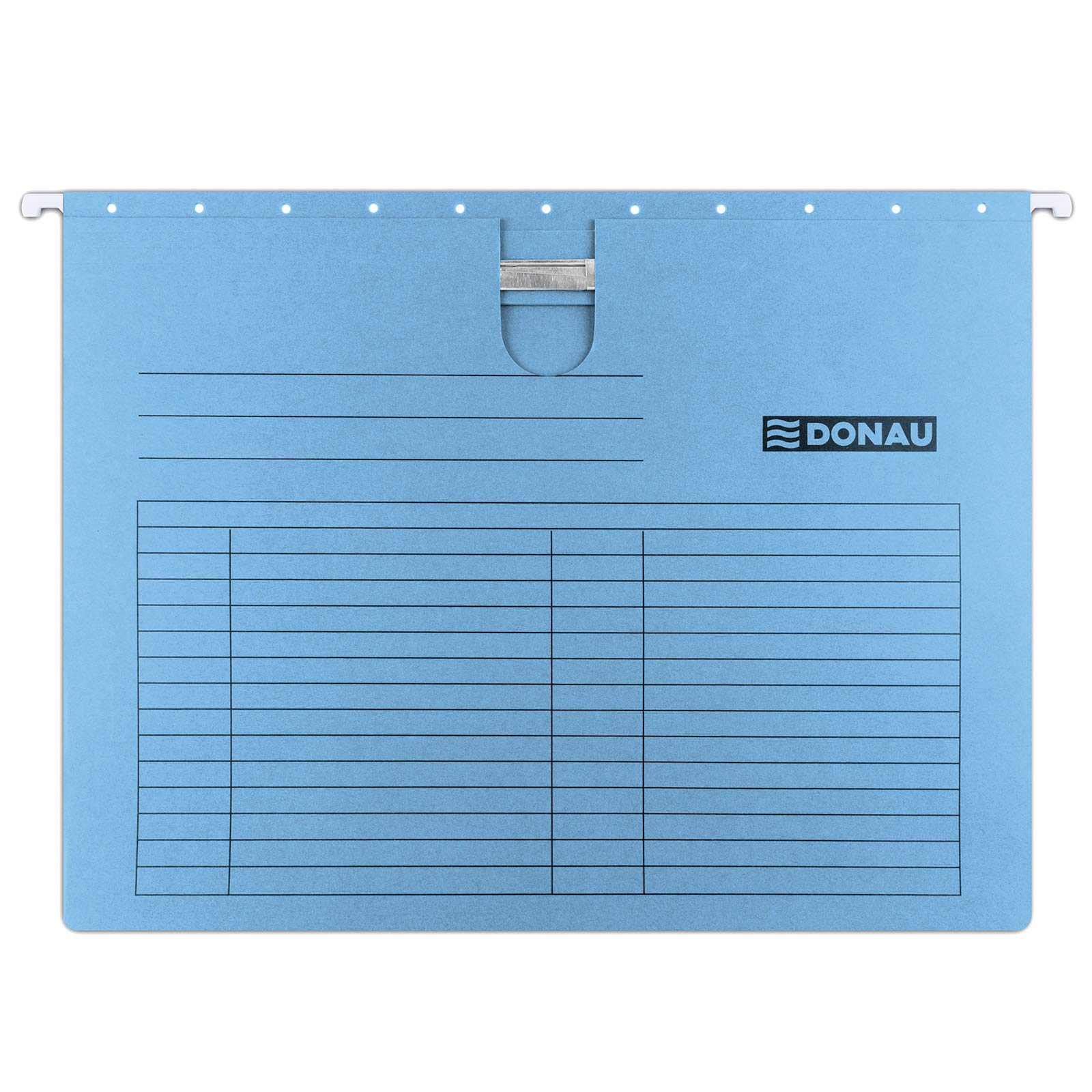 DONAU 7430001PL-10 Suspension File with Thumb Cut-Out | Pack of 5 Hanging Rail and Transparent Tabs with Interchangeable Blank Tags | Made from Recycled Cardboard for DIN A4 Colour: Blue | Green Dot