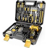 Sundpey 166-PC Small Basic Home Tool Kit Set with 12V Cordless Drill &amp; Case | Portable Tool Box with Adjustable Wrench &amp; Pliers &amp; Hex Keys, for Men Women, for Household House Garage Apartment Dorm Office