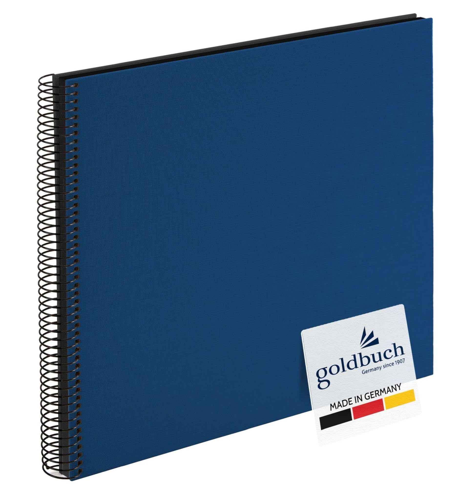 goldbuch 25996 Bella Vista Spiral Album 35 x 30 cm Photo Album with 40 Black Pages Linen Memory Album Photo Book for Pictures and Photos to Glue in Blue