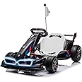 JoyWheels 36V Licensed BMW Electric Go Kart, 7.5 MPH Drift Kart with 400W Motor, Outdoor Driftable Kids Race Pedal Go Karting Car w/Adjustable Seat, Lights, for 6 Years Old, Black