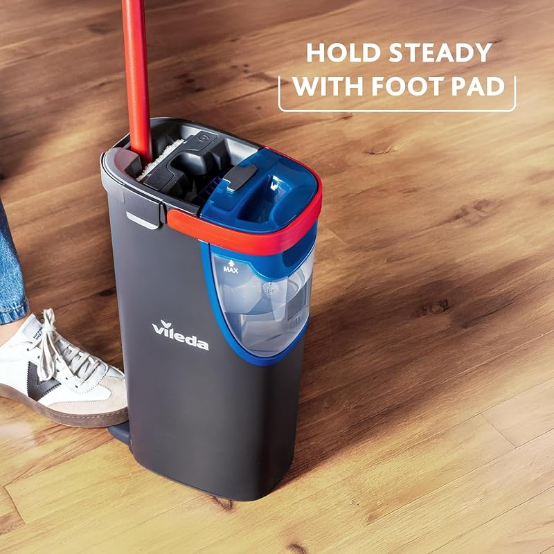 - H2pro Balai Plat - Système Innovant à Double Réservoir Distinct - Balai Plat avec Recharge Microfibre - Sépare l'eau Propre et Sale pour Une Hygiène Impeccable - Design Ergonomique