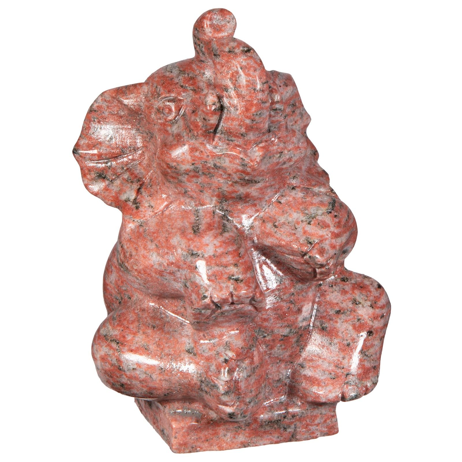 mookaitedecor Hand Carved Natural Sesame Red Stone Elephant Statue Figurine Good Luck Ornament for Home, Art Elephant Gift Trunk Up Oriental Animal Ornament Red Living Room Decor Collectible Figurine