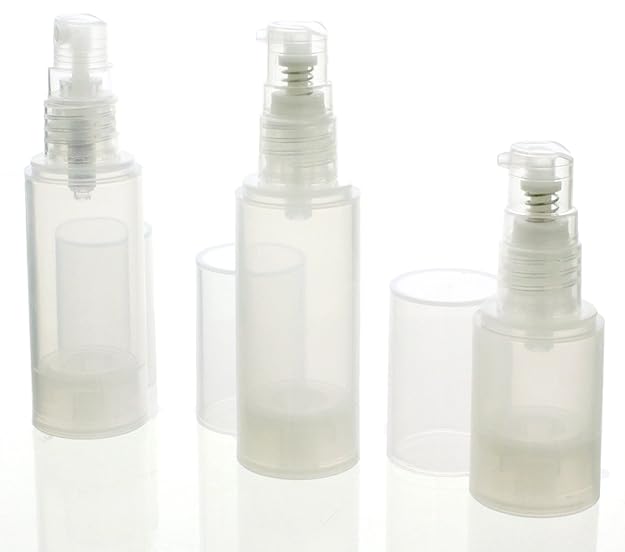 Daiso Japan 3 Pack Reusable Vacuum Pump and Spray Cosmetic Container Bottles Shoes