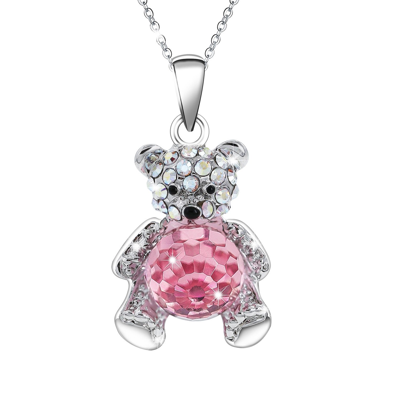 Sivery Suerte Oso Colgante Collar de Moda con Cristales Swarovski joyas para