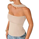 Zanvylia Halter Tube Tops for Women Summer Off Shoulder Ruched Strapless Open Back Tank Slim Fit Y2k Bandeau Shirts