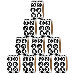 Glenmal 5000 Pieces 10 Rolls Circle Number Stickers