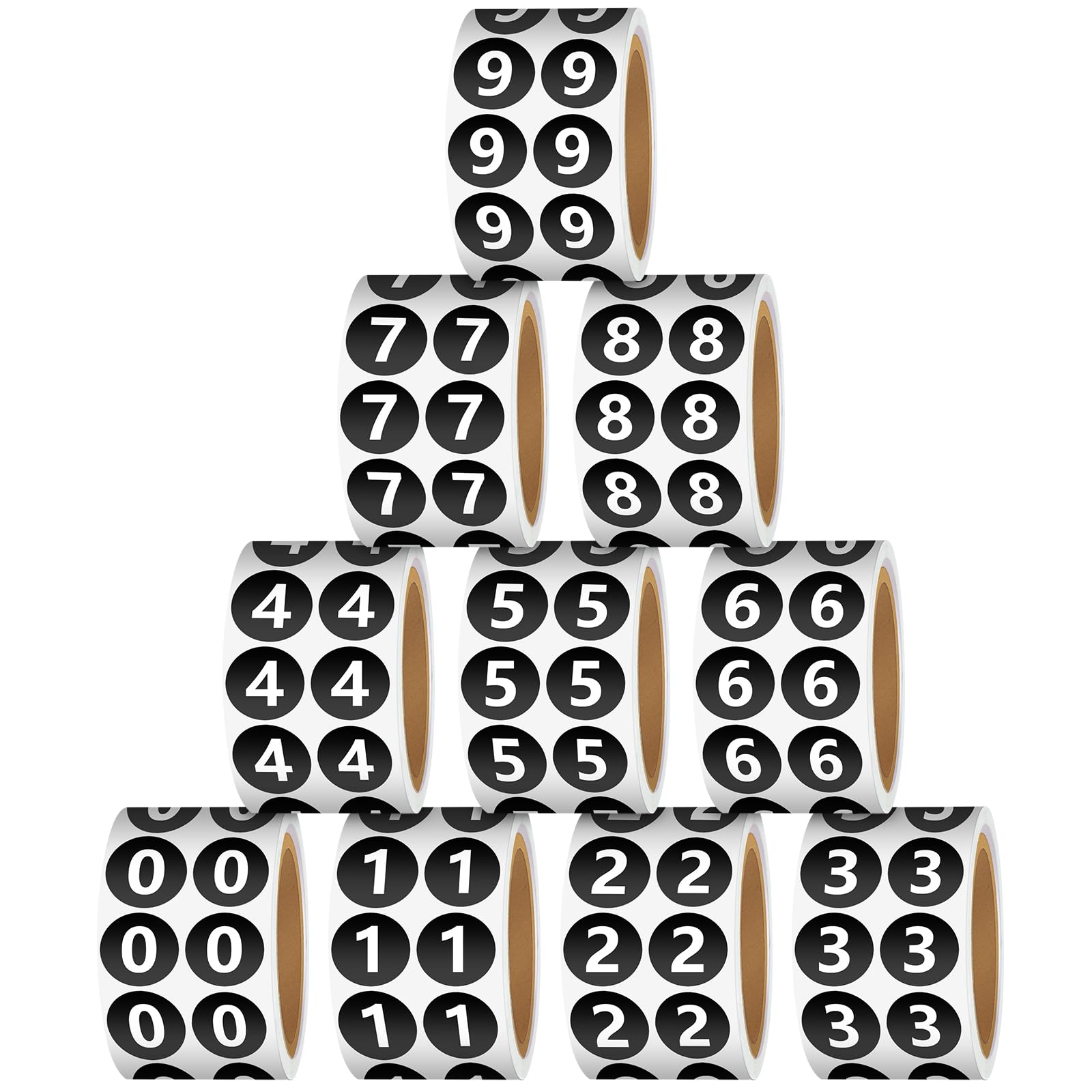 Glenmal 5000 Pieces 10 Rolls Circle Number Stickers