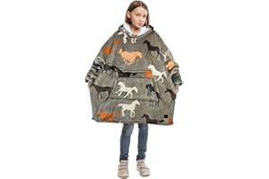 Catalonia Blanket Hoodie for Kids, Oversized Wearable Sherpa Sweatshirt Pullover for Teens Youth, Gift Idea
