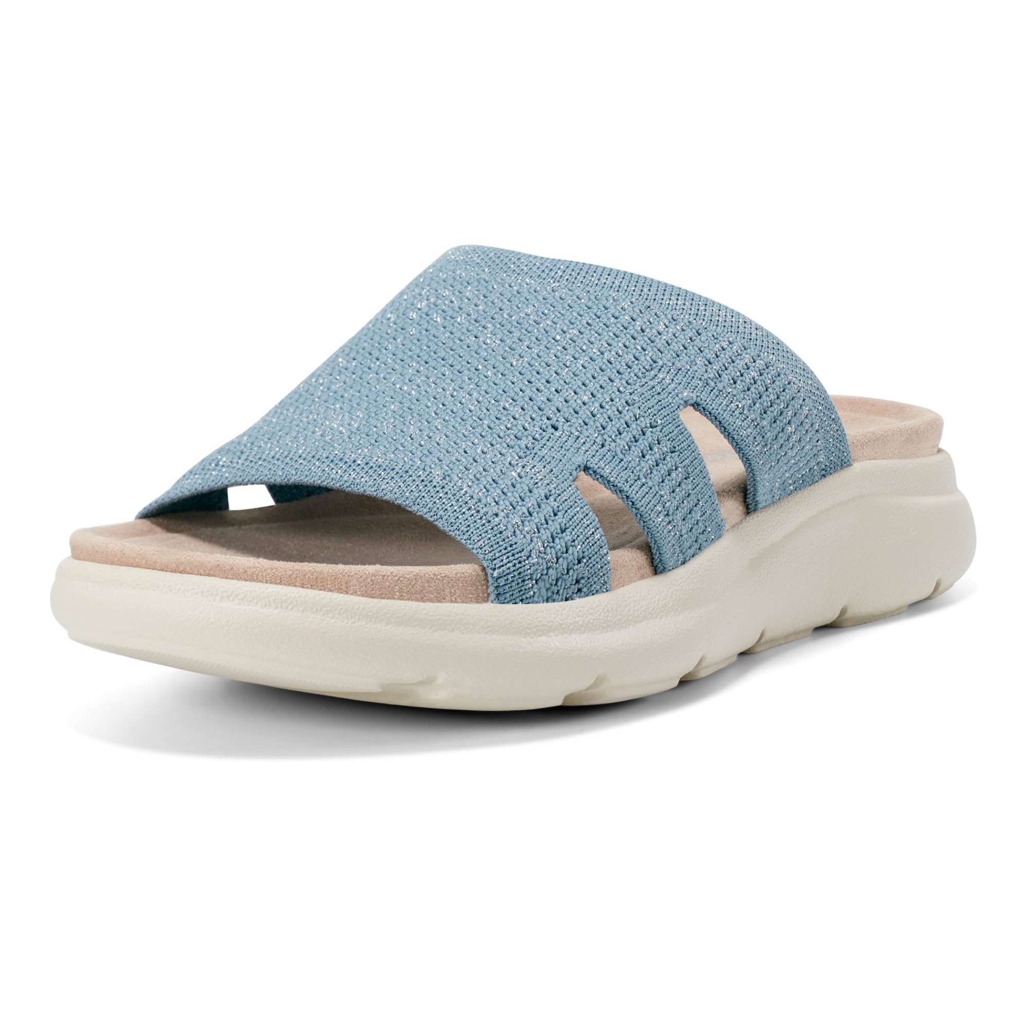 Easy Spirit Women’s Amy2 Open Toe Casual Slip-on Sandals, Blue 420, 8 W
