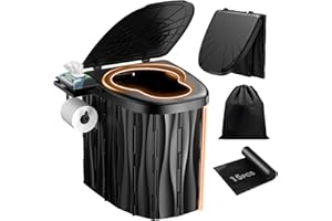 EIOEHTL New Upgraded 15'' XL Portable Toilet for Adults, Camping Toilet Tested 500 LBS With Lid & Removable Paper Holder, Portable Potty for Truck Drivers, Camping, RV, Hiking, Car, Tent, Beach, Emergencies