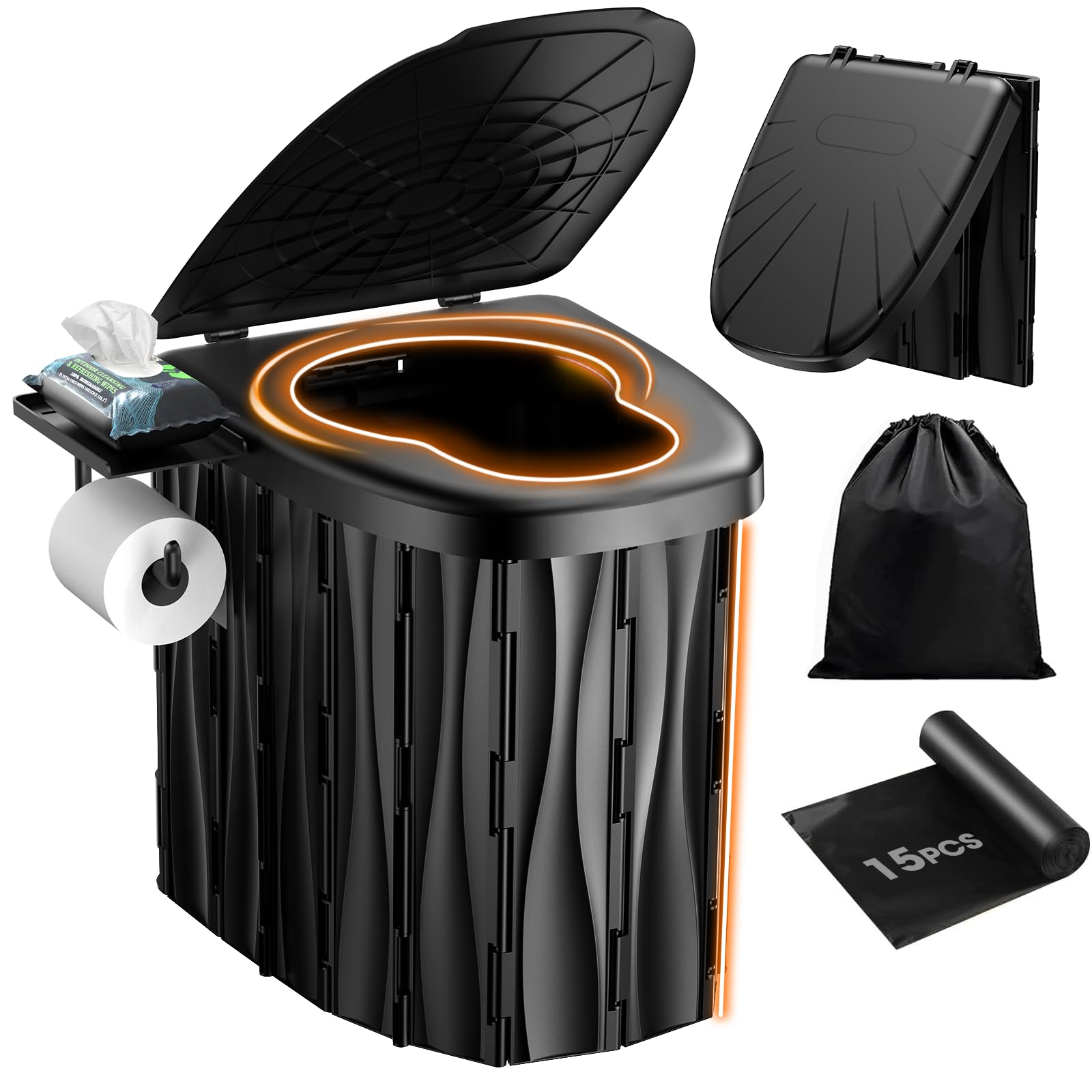 Photo 1 of New Upgraded 15'' XL Portable Toilet for Adults, Camping Toilet Tested 500 LBS With Lid & Removable Paper Holder, Portable Potty for Truck Drivers, Camping, RV, Hiking, Car, Tent, Beach, Emergencies
