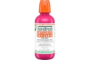 Therabreath Healthy Smile Oral Rinse - Sparkle Mint, Fluoride & Xylitol - Fights Cavities for 24 Hours, Certified Vegan, Glut