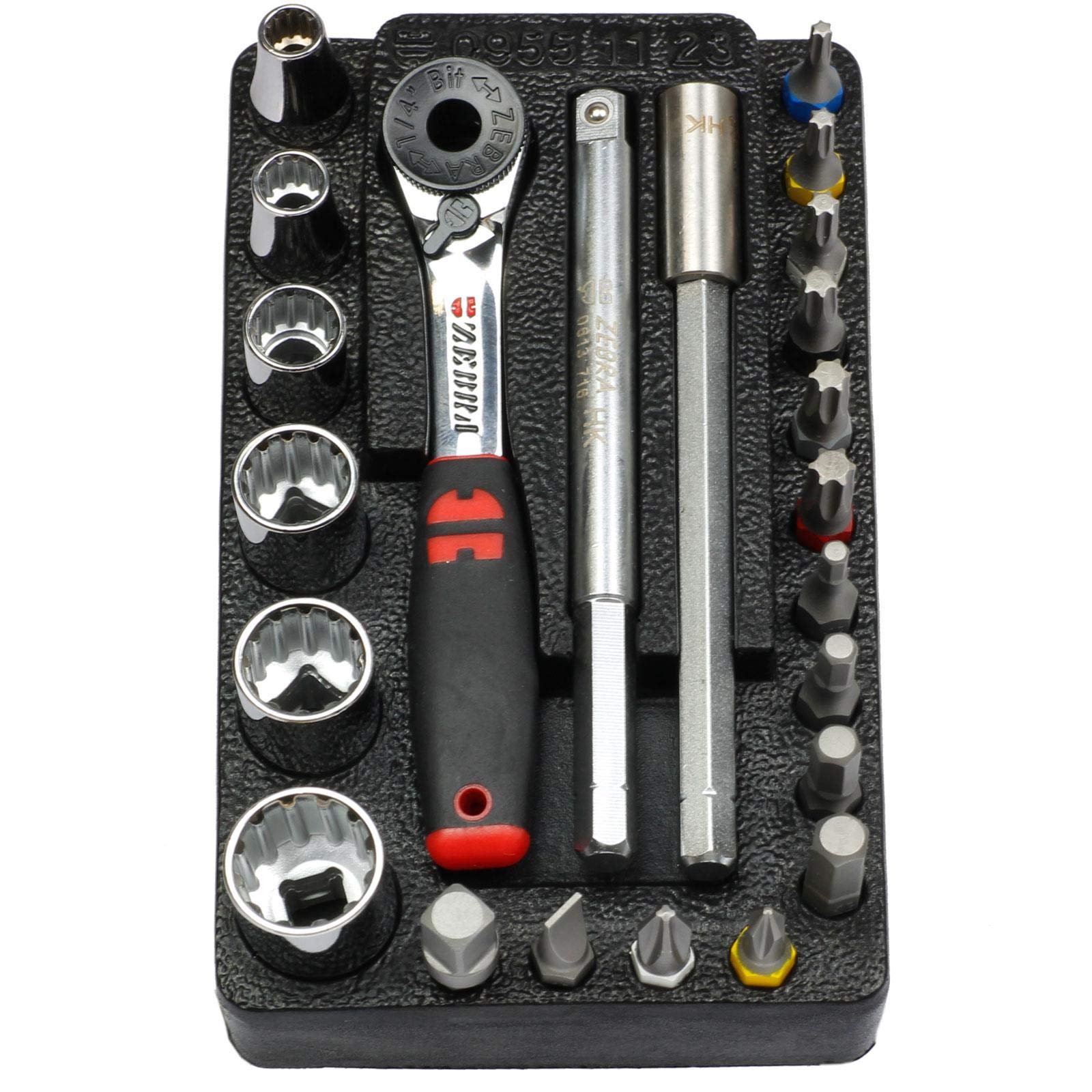 Würth Zebra 1/4" Multi Wrench + 23 Piece MINI Set with Ratchet Wrench + Case for Narrow Rooms