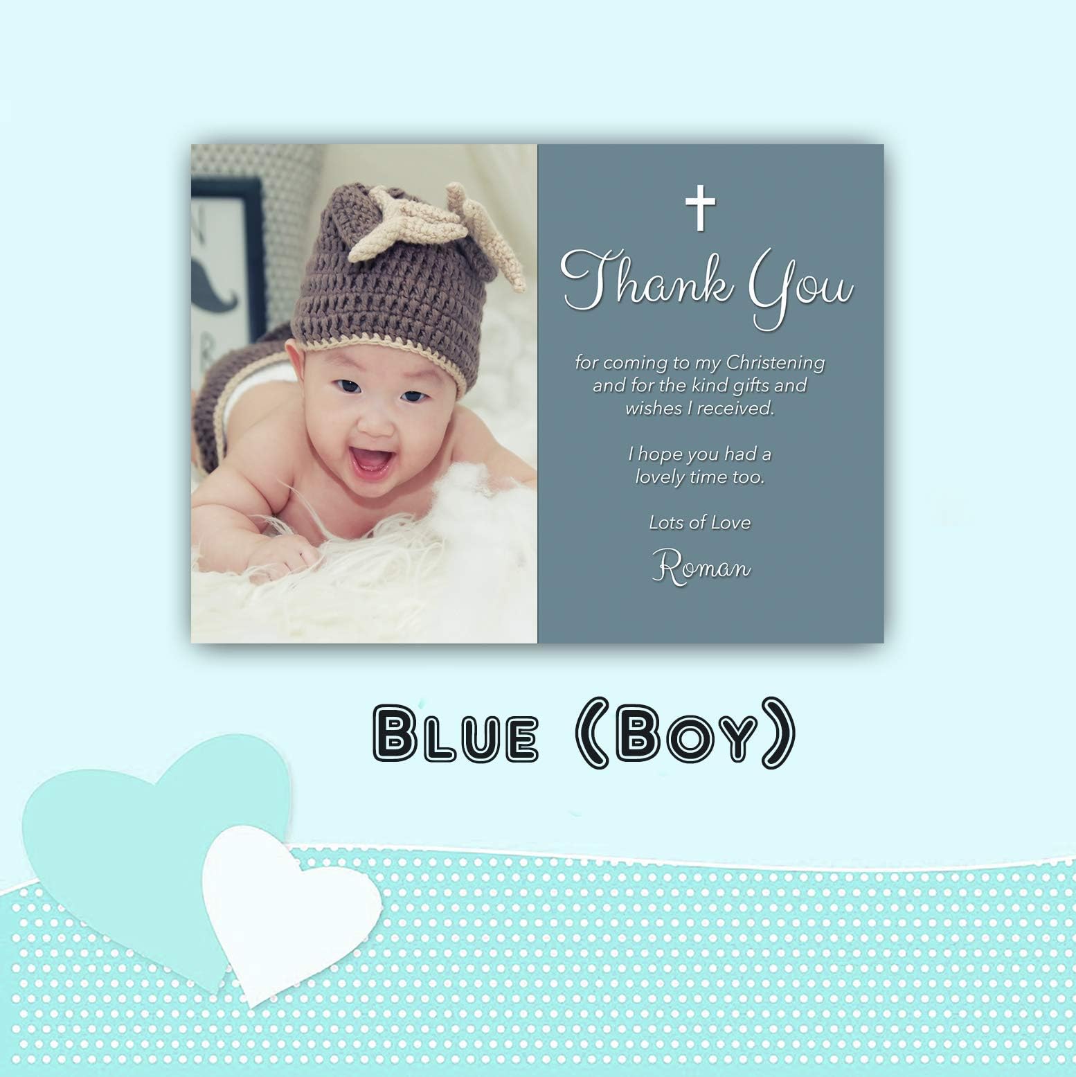 Personalised Christening Baptism Naming Day Thank You Cards | Photo Girl or Boy