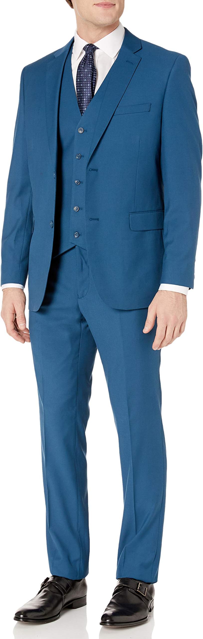 Caravelli Men's Single Breasted Slim Fit 2-Button Vested Tuxedo & Suit Set - Colors