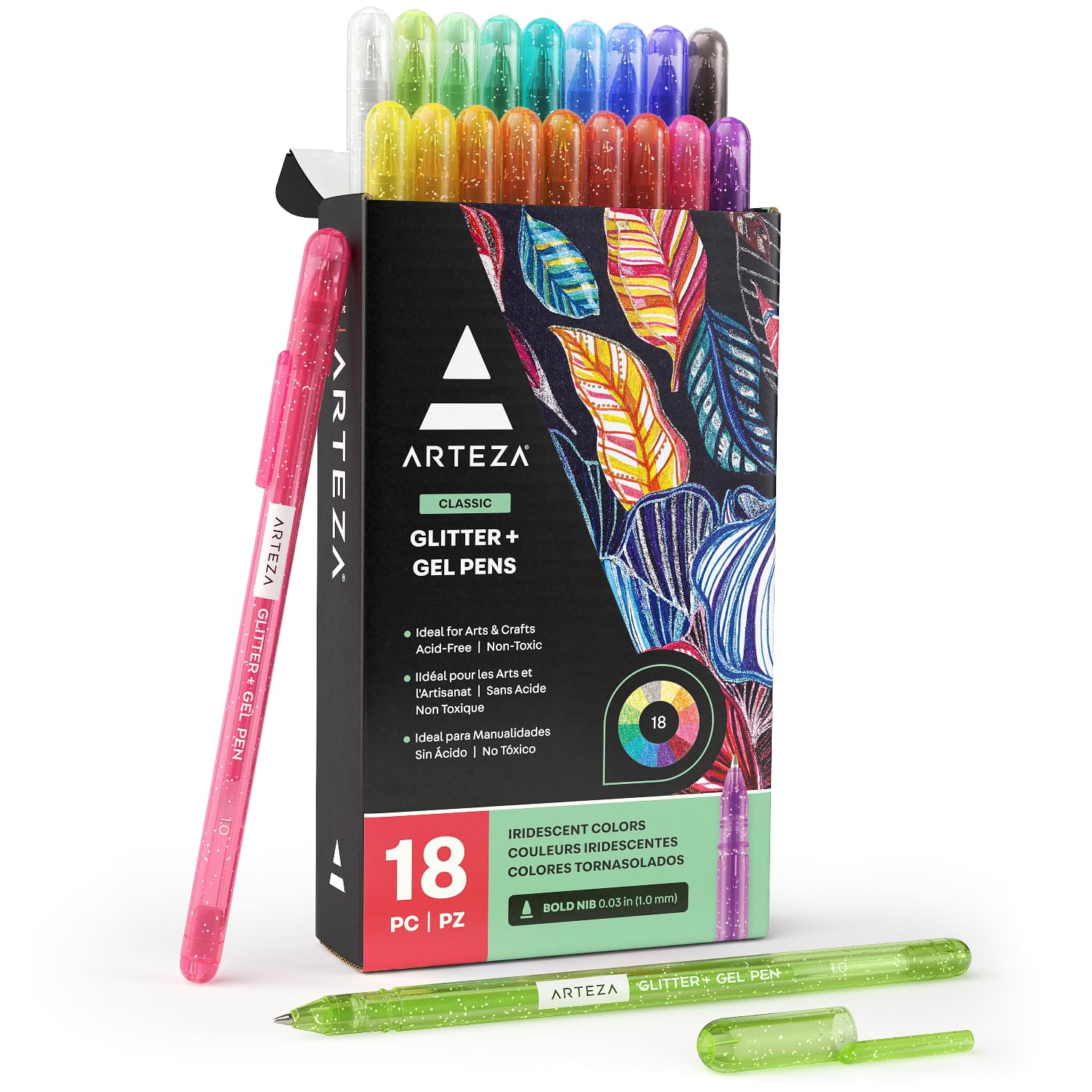ARTEZA Glitter Gel Pens Colored Set of 18 Colors