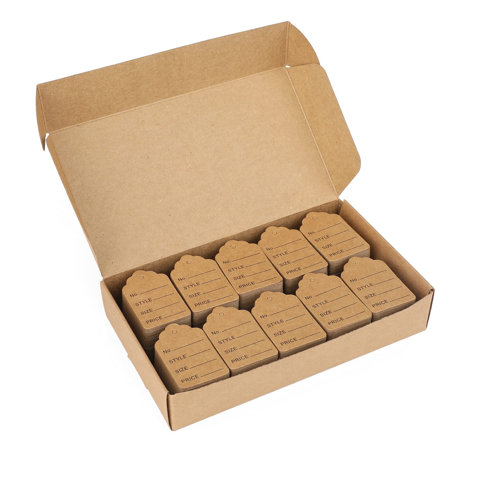 jijAcraft 1000PCS Perforated Kraft Price Tags, Brown Mini Size Clothes Tags Hanging Tags Label, 3.2X5CM
