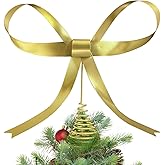 HUTHDAK Large Gold Bow Christmas Tree Topper,9.4 Inch Metal Tree Topper,Gold Bow Christmas Decorations for Xmas Home Decor Holiday Party Indoor Outdoor Shop Office