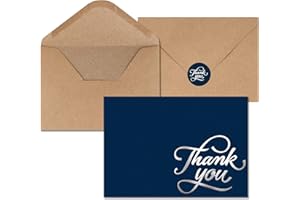 45 PCS Thank You Cards with Envelopes, Cofullsky Navy Blue Thank You Cards bulk 3.5” X 5” Blank Silver Foil Design Bridal Baby Shower Wedding Thank You Note Cards for Small Business Funeral Graduation