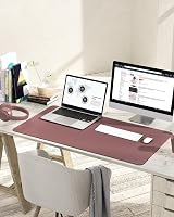 YSAGi Non-Slip Desk Pad 60x35 cm Waterproof PVC Leather Dark Pink view 2