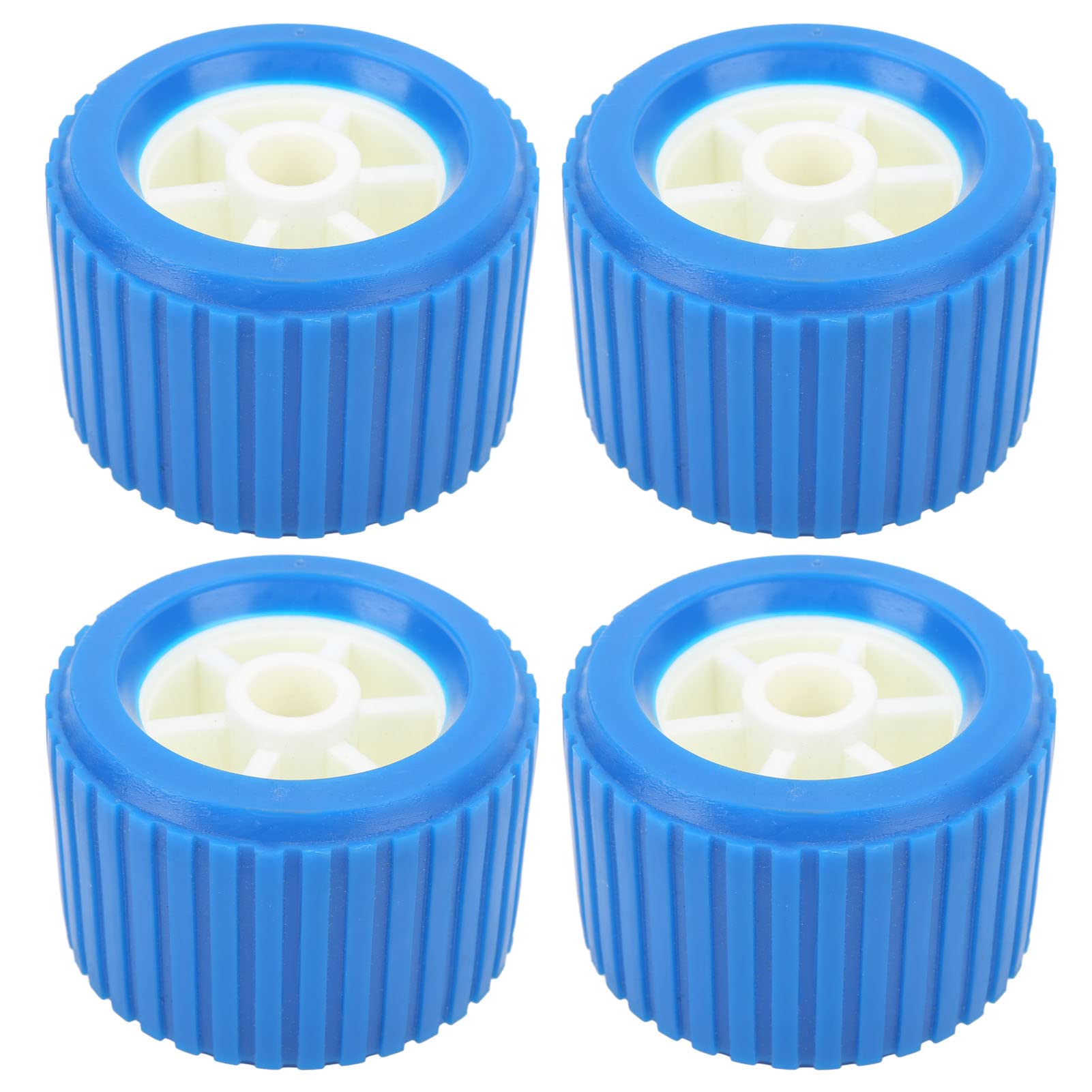 Boat Trailer Rollers, 4PCS Marine Ribbed Wobble Roller 108x75x19mm Blue PP High Temp Resistant for Boat Yacht Trailer