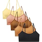 Suekaphin Girls Training Bra Padded Seamless Soft Bras for Girls with Adjustable Strapes Removable Pads Pack of 5