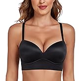 Lemorosy Women's Push Up Wireless Bra Multiway Convertible Plunge V Brassiere No Underwire Padded Comfortable T Shirt Bras