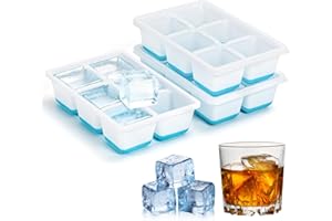 Gelapa 3 Pack Ice Cube Tray with Lid, Easy Release Freezer Molds with Silicone Bottom & PP Frame, Large Big Square Ice Maker 