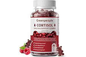 GREENPEOPLE Cortisol Supplements for Women & Men - Cortisol Reducer Detox Manager w/KSM-66 Ashwagandha/Magnesium/L-theanine/GABA/Vitamin B6 for Mood/Sleep/Stress Relief 60 CT Raspberry Flavor Gummies