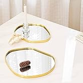 Perfum Trays,Gold Mirror Tray,Vanity Decorative Tray,Non Slip Potato-Shaped Perfume Organizer for Jewelry,Bathroom,Coffee Table (Potato-Shaped（M+l)