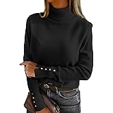 ANRABESS Turtleneck Sweaters for Women Long Sleeve Dressy Casual Soft Knitted Button Pullover Tops 2025 Fall Winter Clothes
