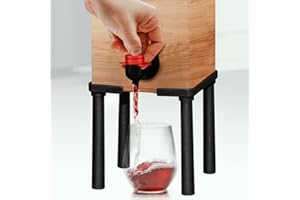 IMPRESA Boxed Wine Dispenser Stand - 3L Capacity, 5.5" H, Black, Glass Elevated Wine Box Stand - One-Hand Drink Dispensing