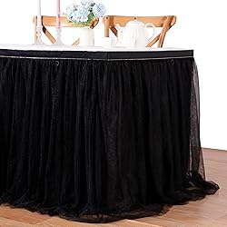 Table Skirt Baby Shower Black Rectangle Tulle Table