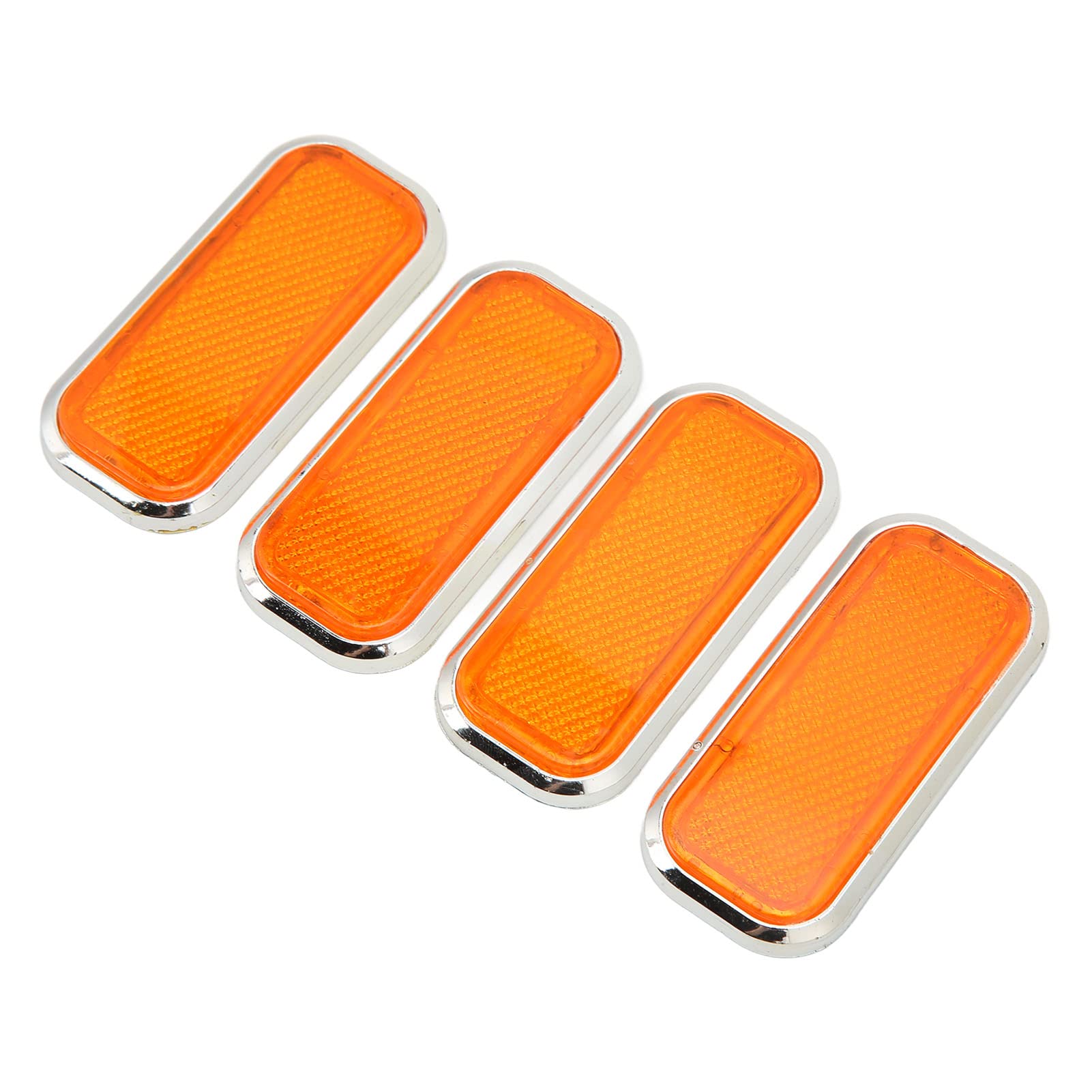 Akozon Reflectors, 4 PCS Plastic Stick-on Rectangular Reflectors for Cars, Trailer, Motorcycle, Trucks, Boat, and Bike(Electroplating orange)