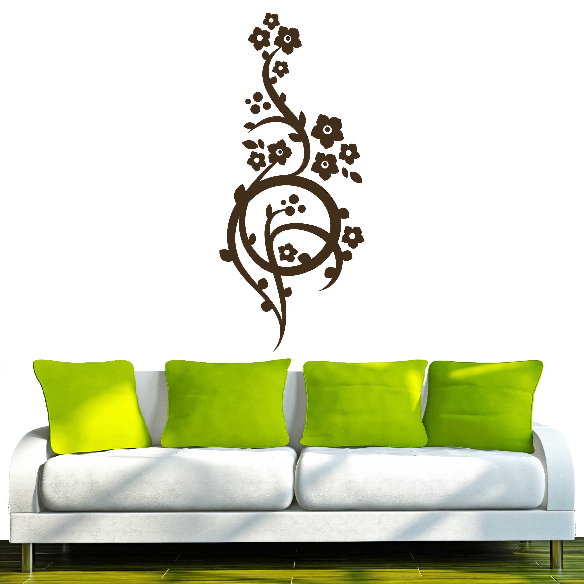 INDIGOS Wall Sticker D212 Beautiful Tribal Vine Flower Plant 40 x 17 cm Brown Vinyl 40 x 17 x 1 cm