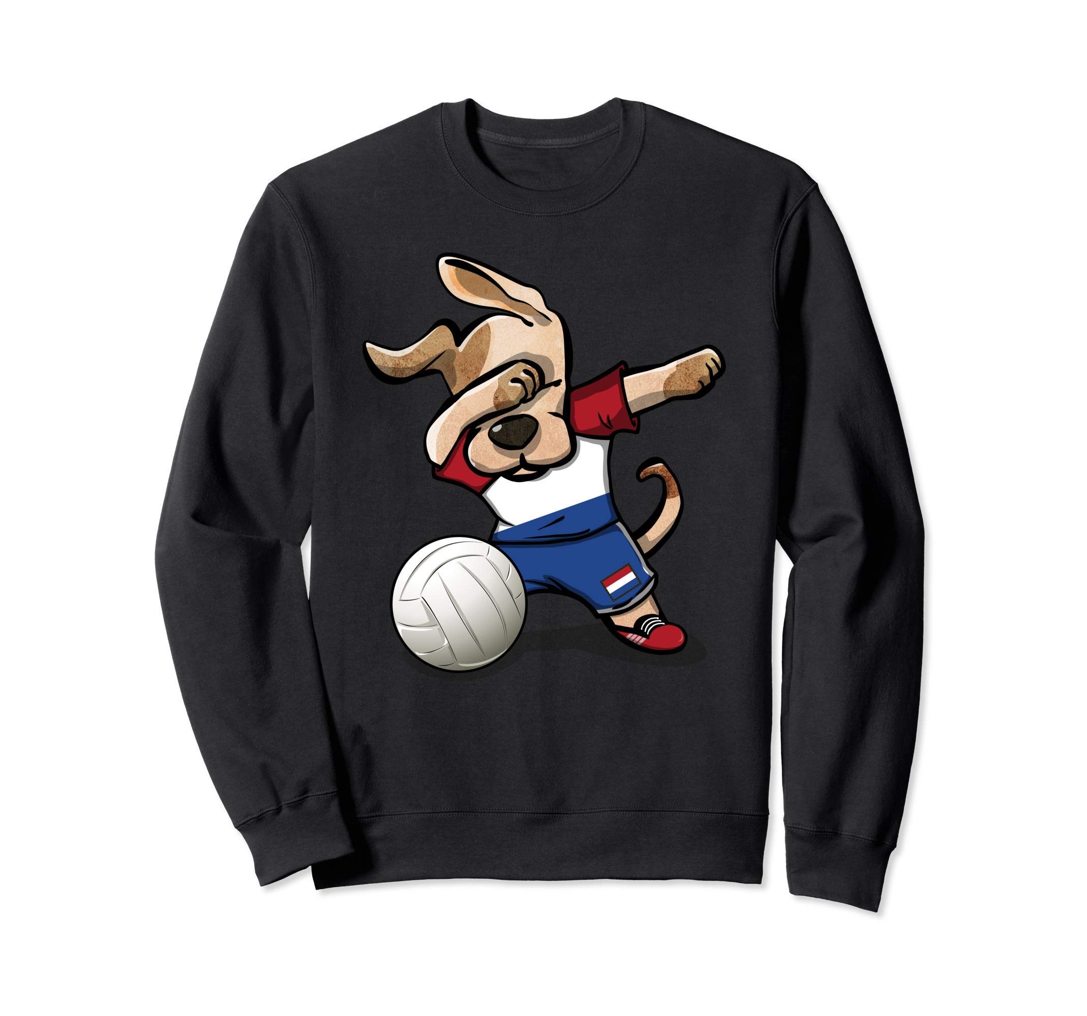 Dabbing Dog Proud Netherlands Volleyball Lovers - Dutch Flag Sweatshirt