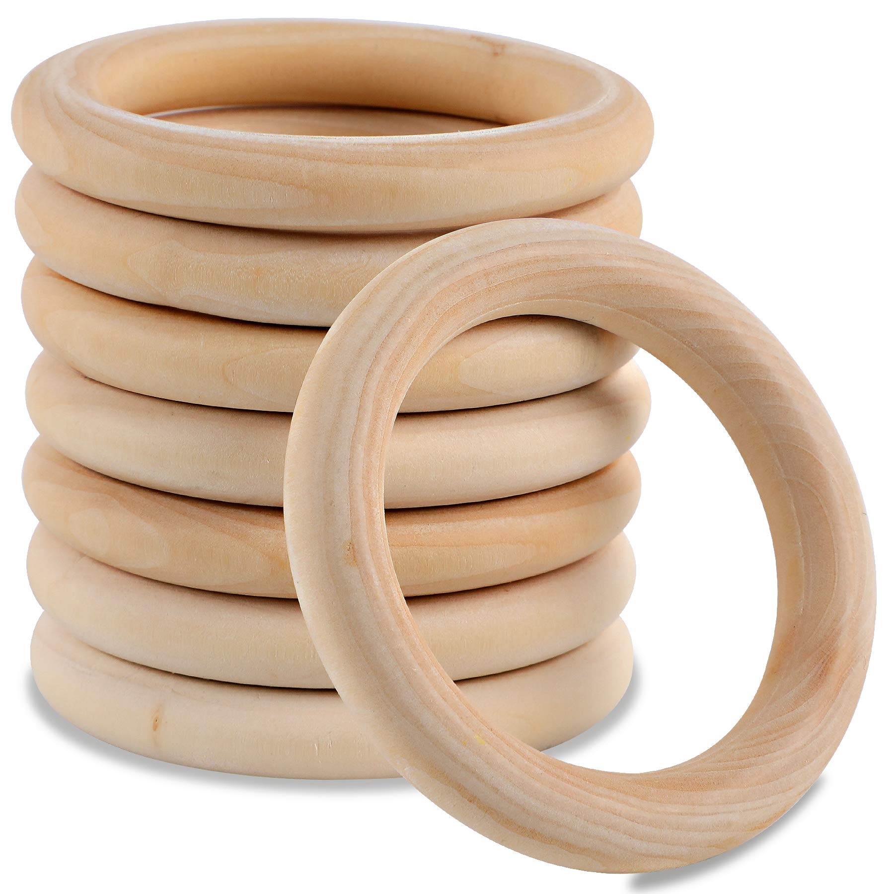 Photo 1 of 10 Pcs Macrame Wooden Rings, 60mm/2.4inch Natural Unfinished Solid Wood Hoops for DIY Craft Pendant Connectors Jewelry Making
