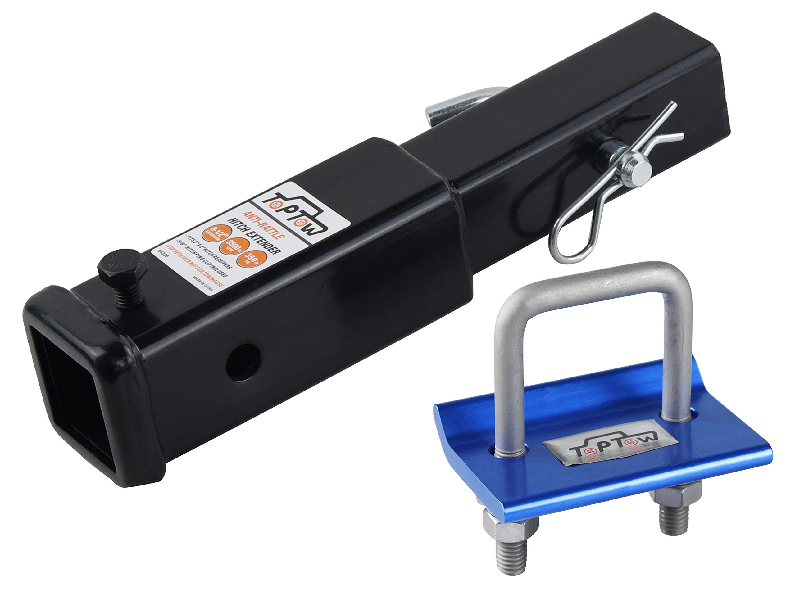 Photo 1 of TOPTOW Hitch Extender, Fits for 2 inch Receiver, 8.5 inch Extension Length, Anti-Rattle Bolt, with Hitch Pin Kit and Anti Rattle Stabilizer
