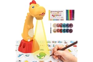 Miortior Drawing Projector for Kids,Tracing and Drawing Projector with 96 Slide Cartoon Patterns and 12 Color Brushes,Smart Art Sketcher Projector for 3+ Year Old Girls & Boys (Yellow)