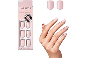 KISS imPRESS No Glue Mani Press On Nails, Color, 'Pick me Pink', Pink, Short Size, Squoval Shape, Includes 30 Nails, Prep Pad, Instructions Sheet, 1 Manicure Stick, 1 Mini File
