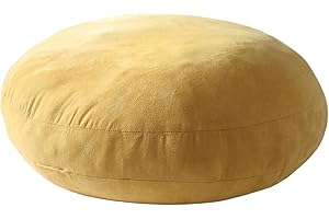 Hodeco Round Throw Pillow 18x18 for Kids 100% Polyester Filling Super Soft Cushion Ultra Fluffy Down-Like Touch Decor Round Floor Pillow for Couch Bed Sofa, Ginger Yellow, 1 Piece